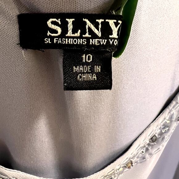 SL Fashions NY, Gray, Tier Beaded Neckline, Women's 10 Dress - Picture 4 of 13